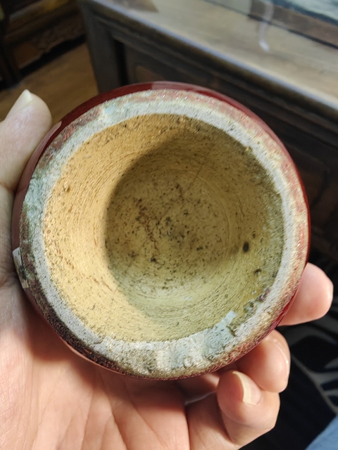 古玩陶瓷窯變紅釉撇口瓶標本真品鑒賞圖
