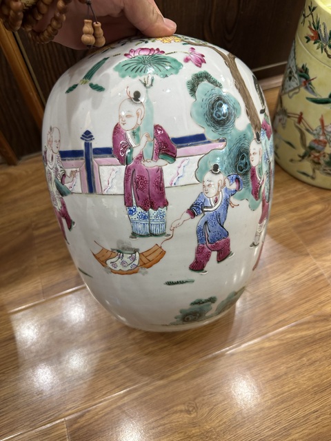 古玩陶瓷粉彩人物故事紋冬瓜罐真品鑒賞圖