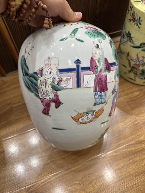 古玩陶瓷粉彩人物故事紋冬瓜罐真品鑒賞圖