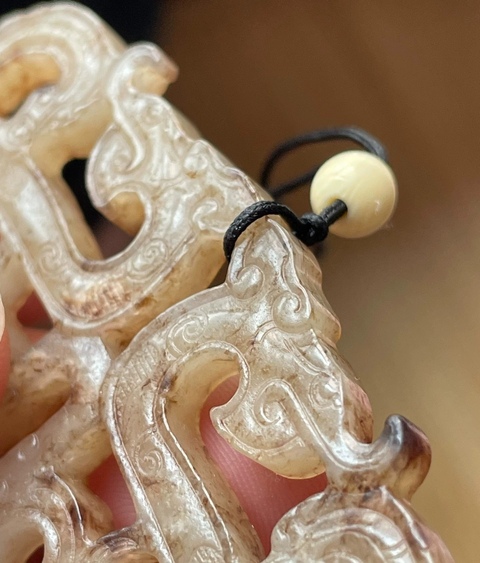 古玩玉器提油仿戰國“龍鳳玉佩”真品鑒賞圖