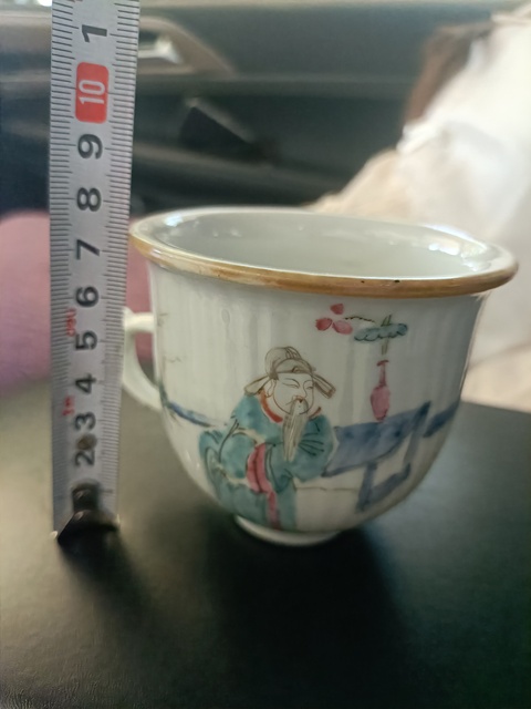 古玩陶瓷晚清粉彩人物故事紋茶杯拍賣,當前價格3888元