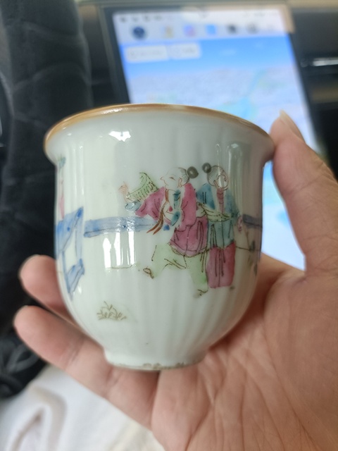 古玩陶瓷晚清粉彩人物故事紋茶杯拍賣,當前價格3888元