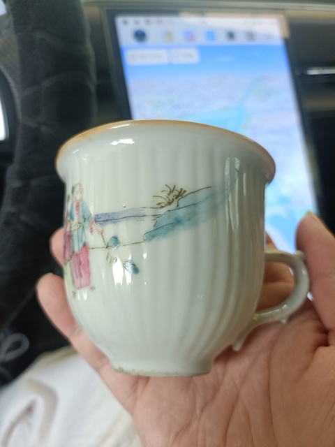 古玩陶瓷晚清粉彩人物故事紋茶杯拍賣,當前價格3888元