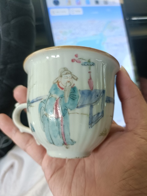 古玩陶瓷晚清粉彩人物故事紋茶杯拍賣,當前價格3888元
