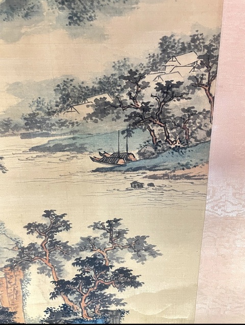 古玩字畫吳石漁青綠山水立軸真品鑒賞圖
