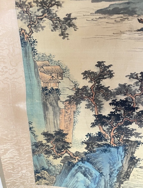 古玩字畫吳石漁青綠山水立軸真品鑒賞圖