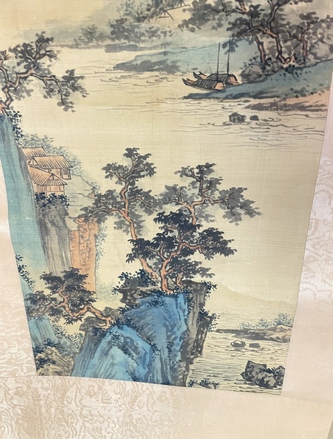 古玩字畫吳石漁青綠山水立軸真品鑒賞圖