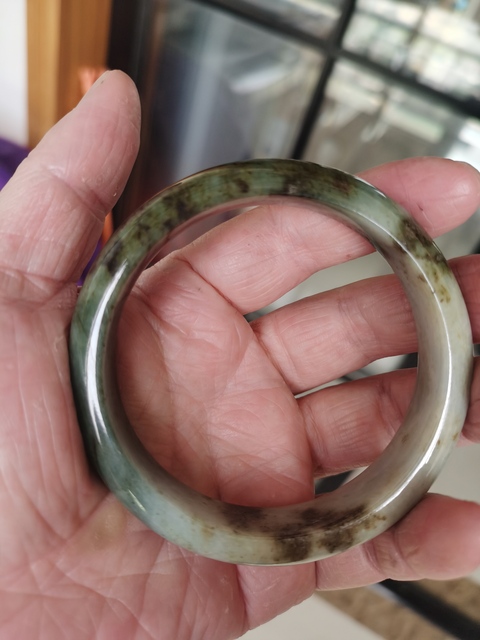 古玩玉器80年代天然翡翠手鐲拍賣，當前價格380元