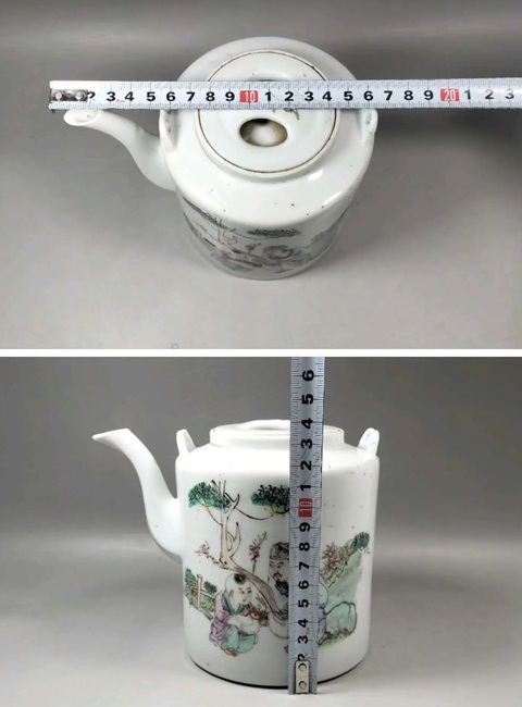 古玩陶瓷民國名家 黎和太 寫經(jīng)換鵝 粉彩茶壺拍賣，當前價格980元