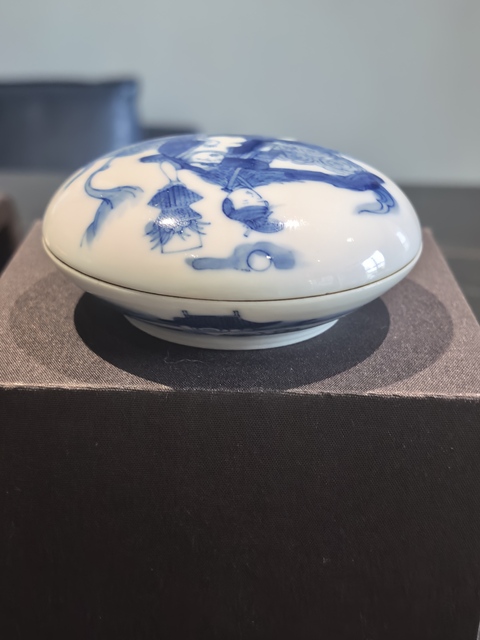 古玩陶瓷晚清青花八仙人物印盒拍賣,當前價格5588元