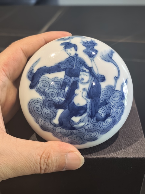 古玩陶瓷晚清青花八仙人物印盒拍賣,當前價格5588元