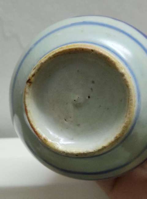 古玩陶瓷山水紋青花石榴尊真品鑒賞圖