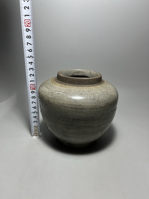 古玩陶瓷哥釉罐真品鑒賞圖