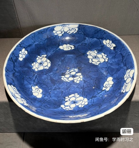 古玩陶瓷冰梅大盤真品鑒賞圖
