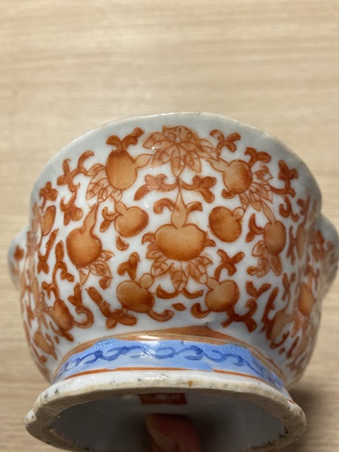古玩陶瓷清晚·粉彩纏枝福祿紋海棠形供碗 真品鑒賞圖