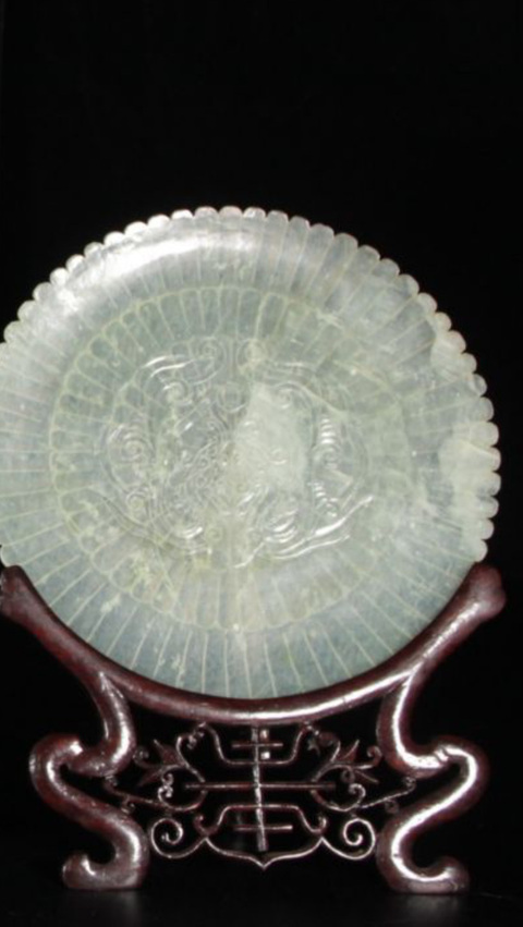 古玩玉器岫玉雕“鳳鳥紋盤”真品鑒賞圖