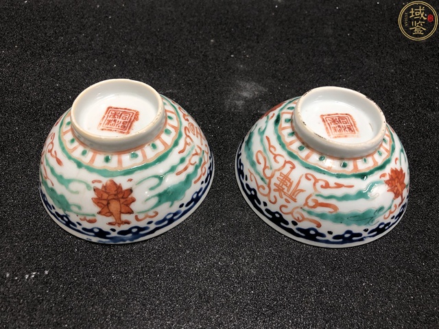 古玩陶瓷保真卡清晚期同治粉彩吉語紋彩繪小碗一對拍賣，當前價格980元