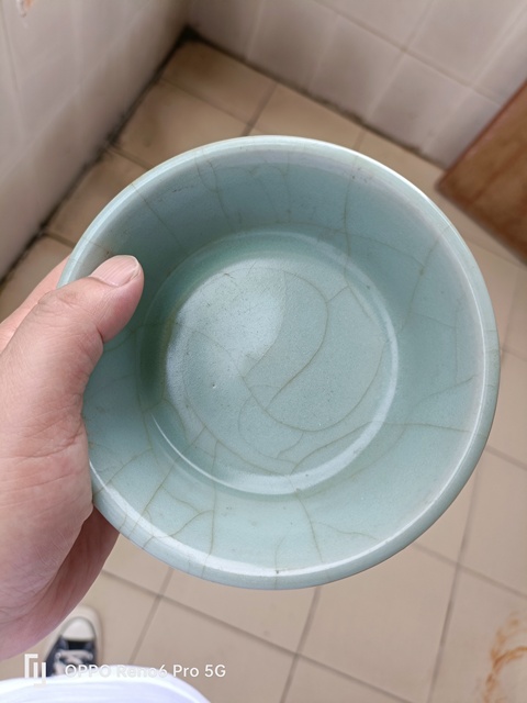 古玩陶瓷龍泉窯圓口洗真品鑒賞圖