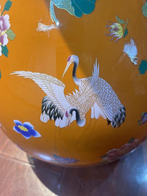 古玩陶瓷鶴紋粉彩瓶真品鑒賞圖