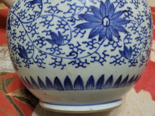 古玩陶瓷青花四系粥罐真品鑒賞圖