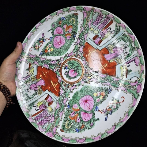 古玩陶瓷廣彩人物故事紋盤真品鑒賞圖