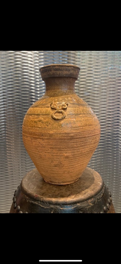 古玩陶瓷青釉羊首壺真品鑒賞圖