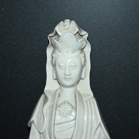 古玩陶瓷民國德化窯觀音造像真品鑒賞圖