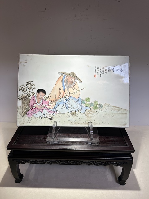 古玩陶瓷粉彩人物故事瓷板真品鑒賞圖