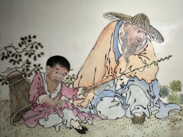 古玩陶瓷粉彩人物故事瓷板真品鑒賞圖