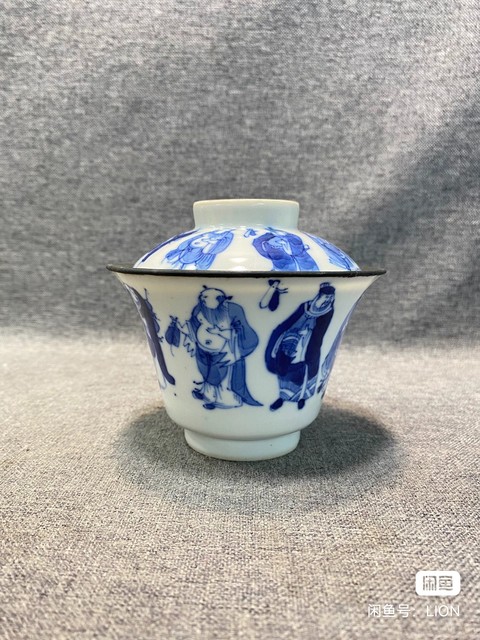 古玩陶瓷青花蓋碗真品鑒賞圖