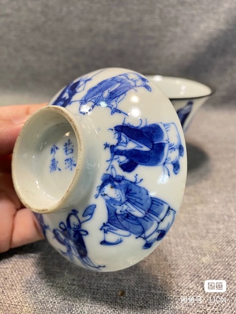 古玩陶瓷青花蓋碗真品鑒賞圖