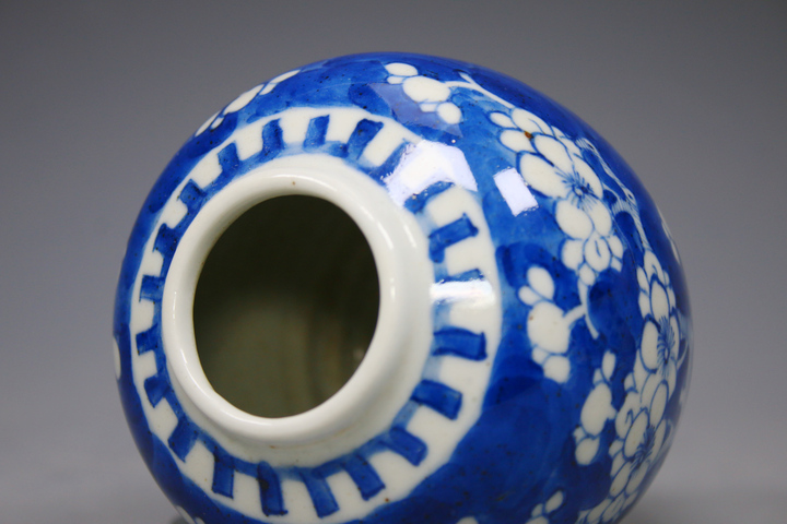 古玩陶瓷清光緒·青花留白折枝冰梅紋罐真品鑒賞圖