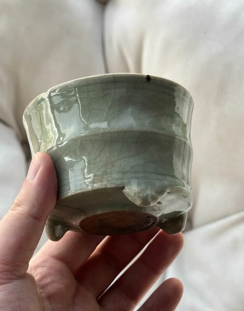 古玩陶瓷龍泉窯玄紋爐（或竹節爐）真品鑒賞圖