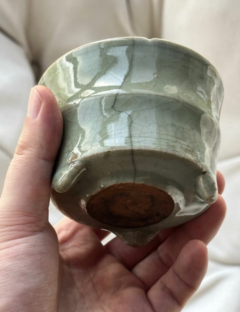 古玩陶瓷龍泉窯玄紋爐（或竹節爐）真品鑒賞圖