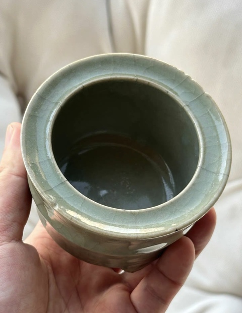 古玩陶瓷龍泉窯玄紋爐（或竹節爐）真品鑒賞圖