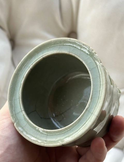 古玩陶瓷龍泉窯玄紋爐（或竹節爐）真品鑒賞圖