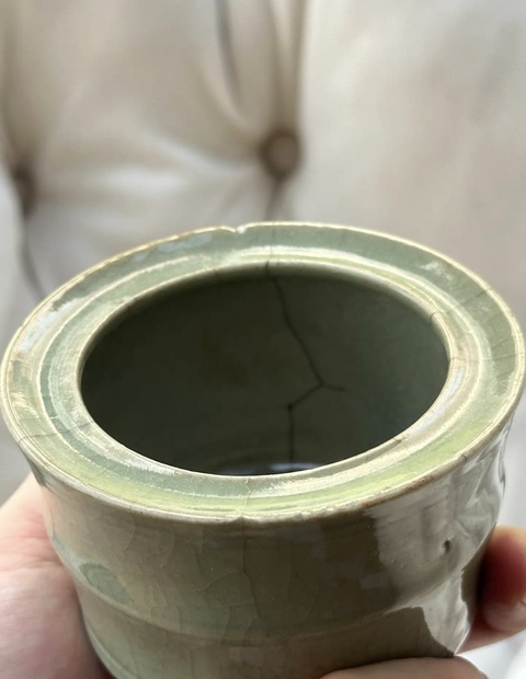 古玩陶瓷龍泉窯玄紋爐（或竹節爐）真品鑒賞圖