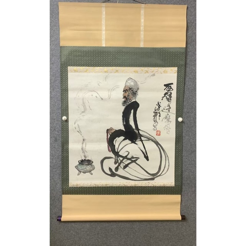 古玩字畫已故著名畫家 中美協(xié)會員 狂草人物畫創(chuàng)造者 汪易揚先生 面壁達(dá)摩圖 手工原裱立軸拍賣,當(dāng)前價格9998元
