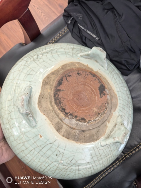 古玩陶瓷元末明初龍泉粉青釉三足爐拍賣,當前價格8800元