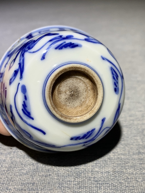 古玩陶瓷日本明治青花魁星圖茶碗真品鑒賞圖