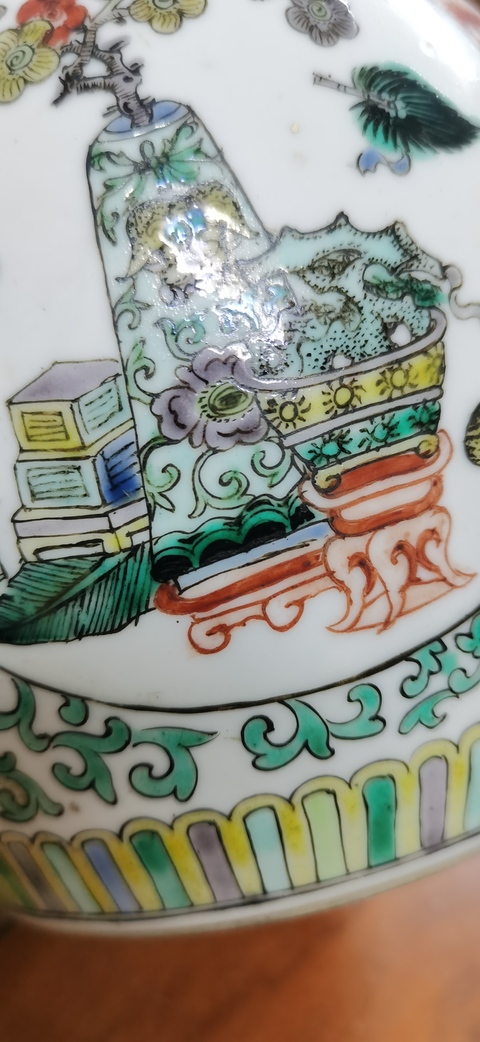古玩陶瓷花卉紋五彩罐真品鑒賞圖