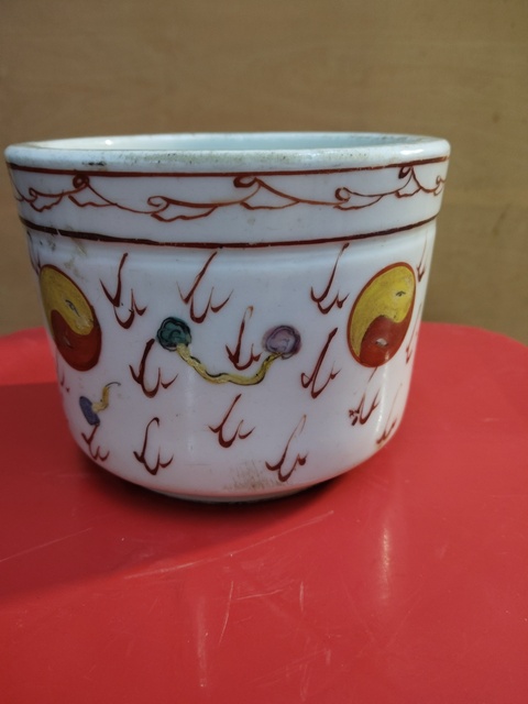 古玩陶瓷粉彩八卦紋直筒爐真品鑒賞圖
