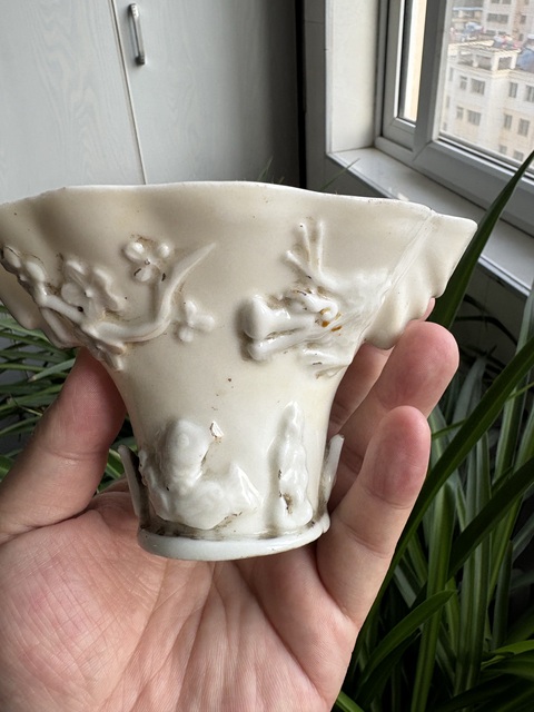 古玩陶瓷鶴鹿同春杯真品鑒賞圖