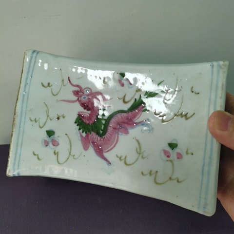 古玩陶瓷釉下彩龍鳳紋脈枕真品鑒賞圖