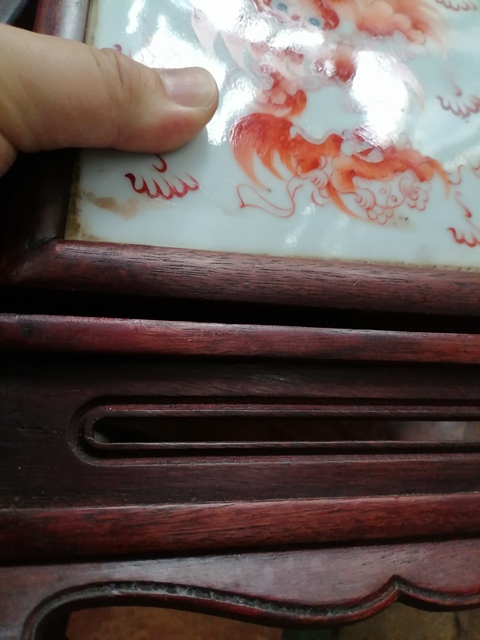 古玩陶瓷民國?礬紅瓷板?插屏拍賣,當前價格3000元