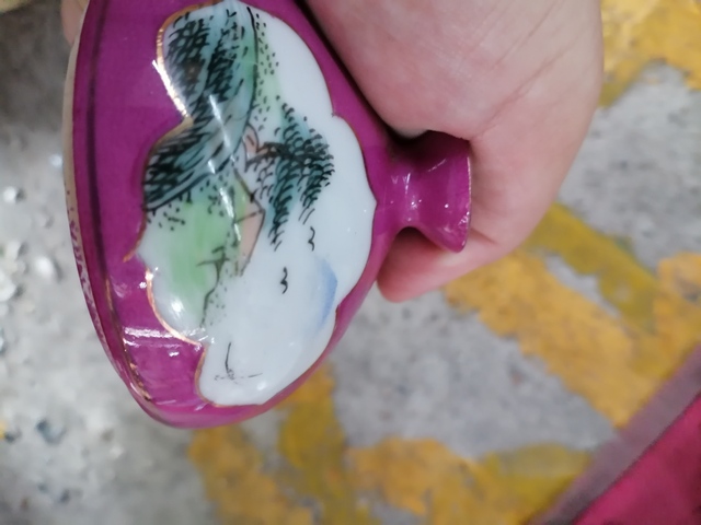 古玩陶瓷民國胭脂紅蓋盅一對拍賣,當前價格2000元