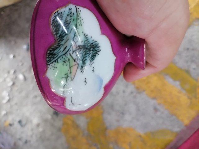 古玩陶瓷民國胭脂紅蓋盅一對拍賣,當前價格2000元
