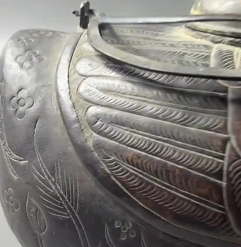 古玩銅器鴨型溫酒器真品鑒賞圖