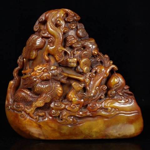 古玩玉器壽山石雕“龍紋印”真品鑒賞圖