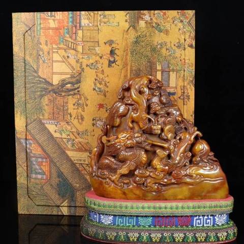 古玩玉器壽山石雕“龍紋印”真品鑒賞圖